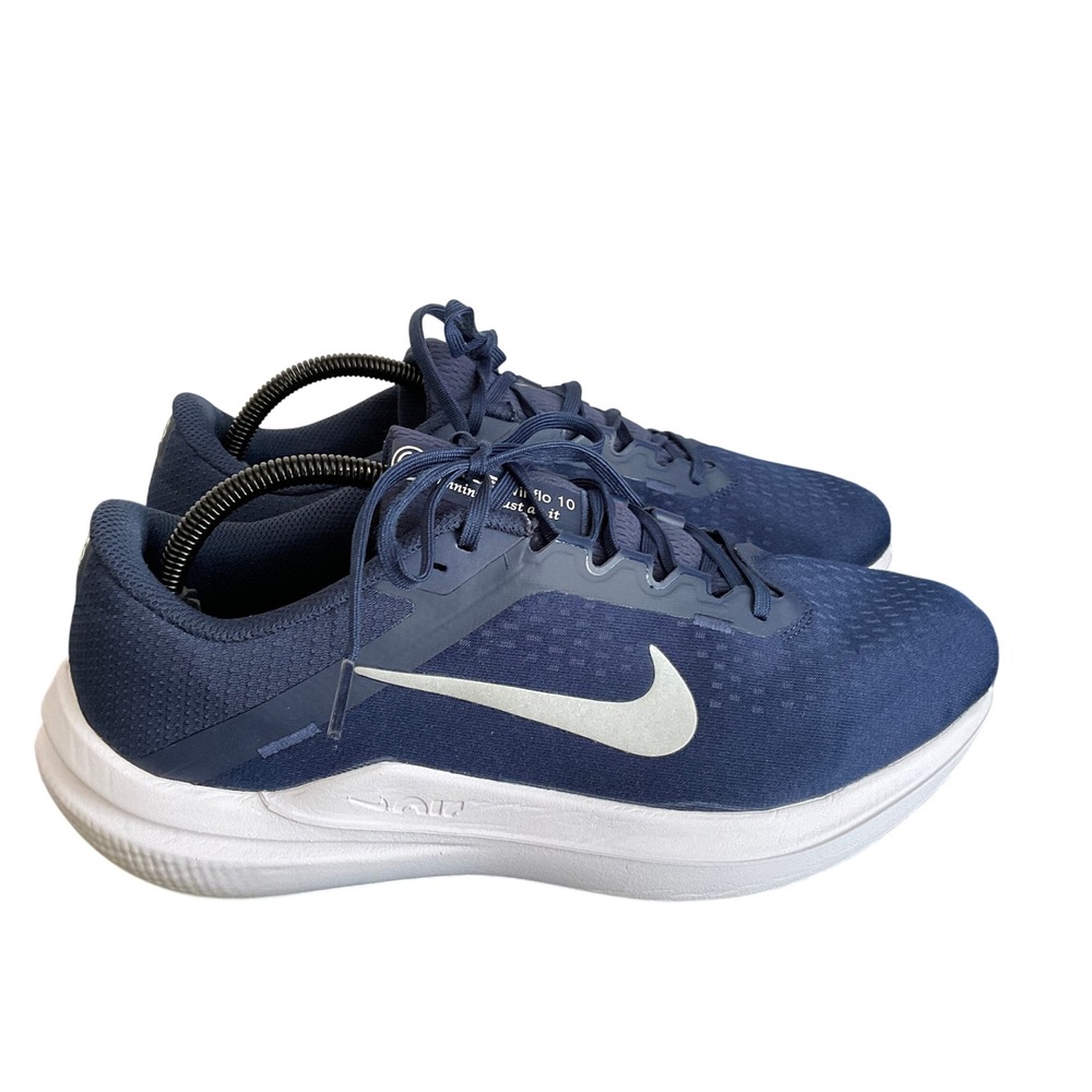 Nike Air Winflo 10 Mens Running Shoes Navy Metallic Silver DV4022-400 Size 10
